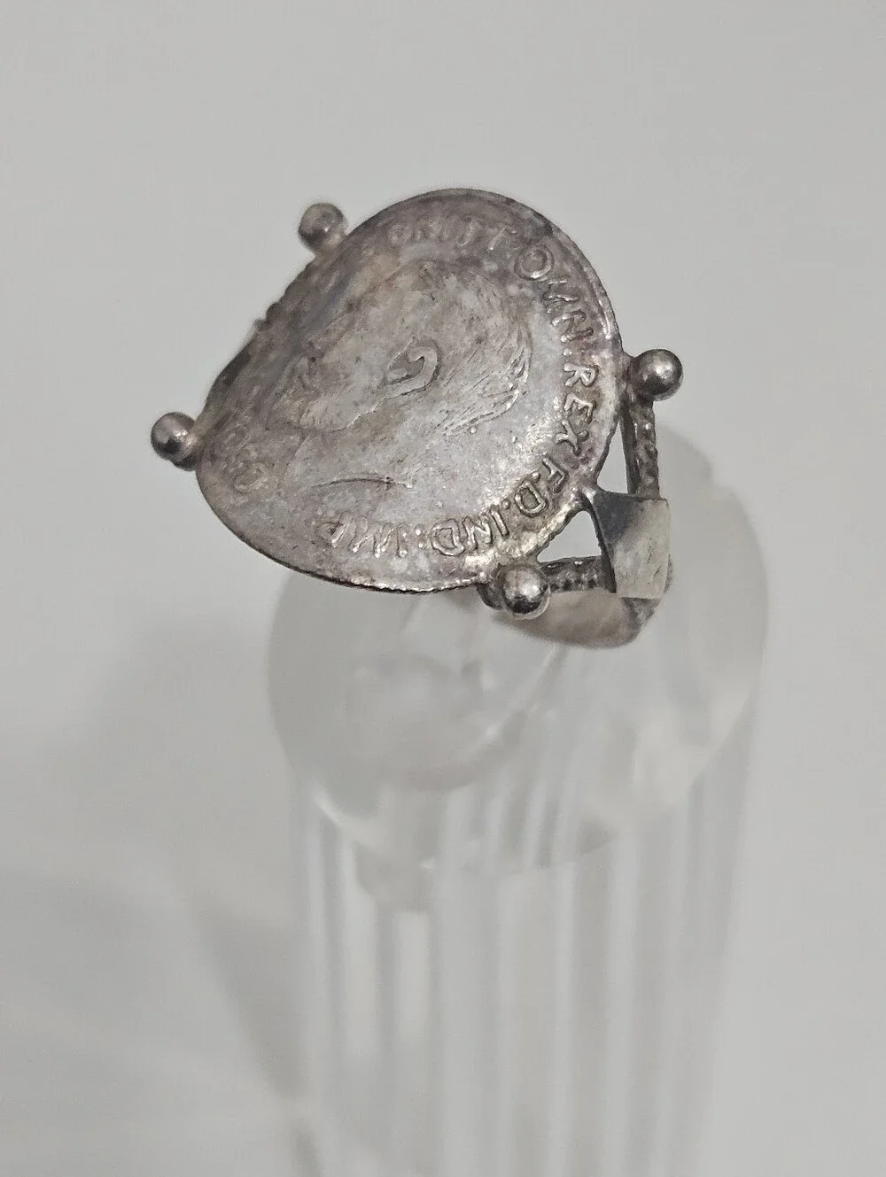 Vintage 1911 George V British Threepence Sterling Silver Coin Ring Size 9.75 US